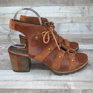 Sorel Addington Lace Up Brown Leather Sandal 10.5